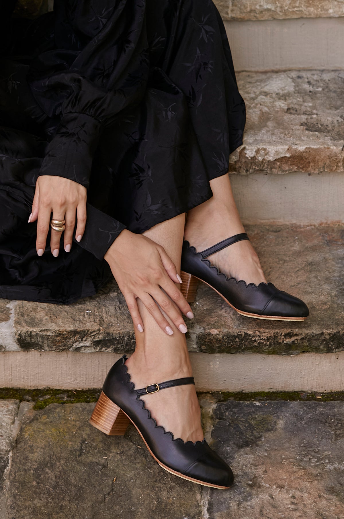 Bonita Mary Jane Leather Heels (Sz. 6 - 13)
