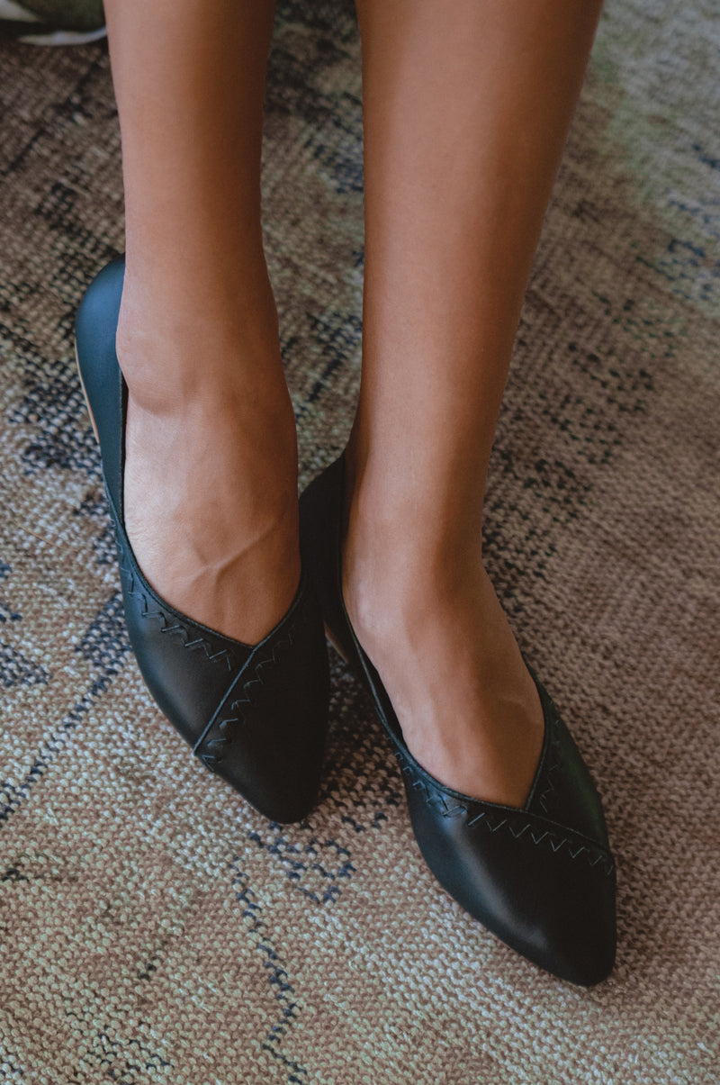 Elle Pointy Toe Leather Ballet Flats