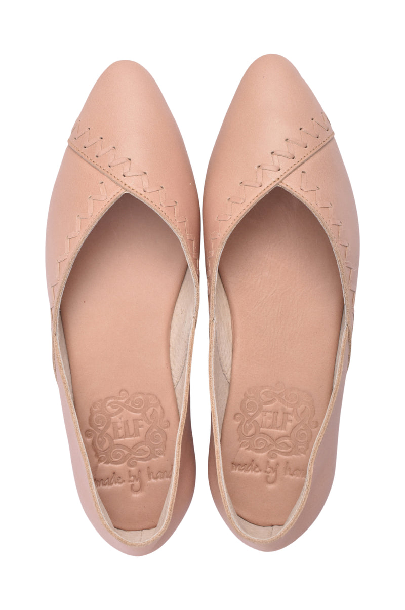 Elle Pointy Toe Leather Ballet Flats (Sz. 6.5 & 7)