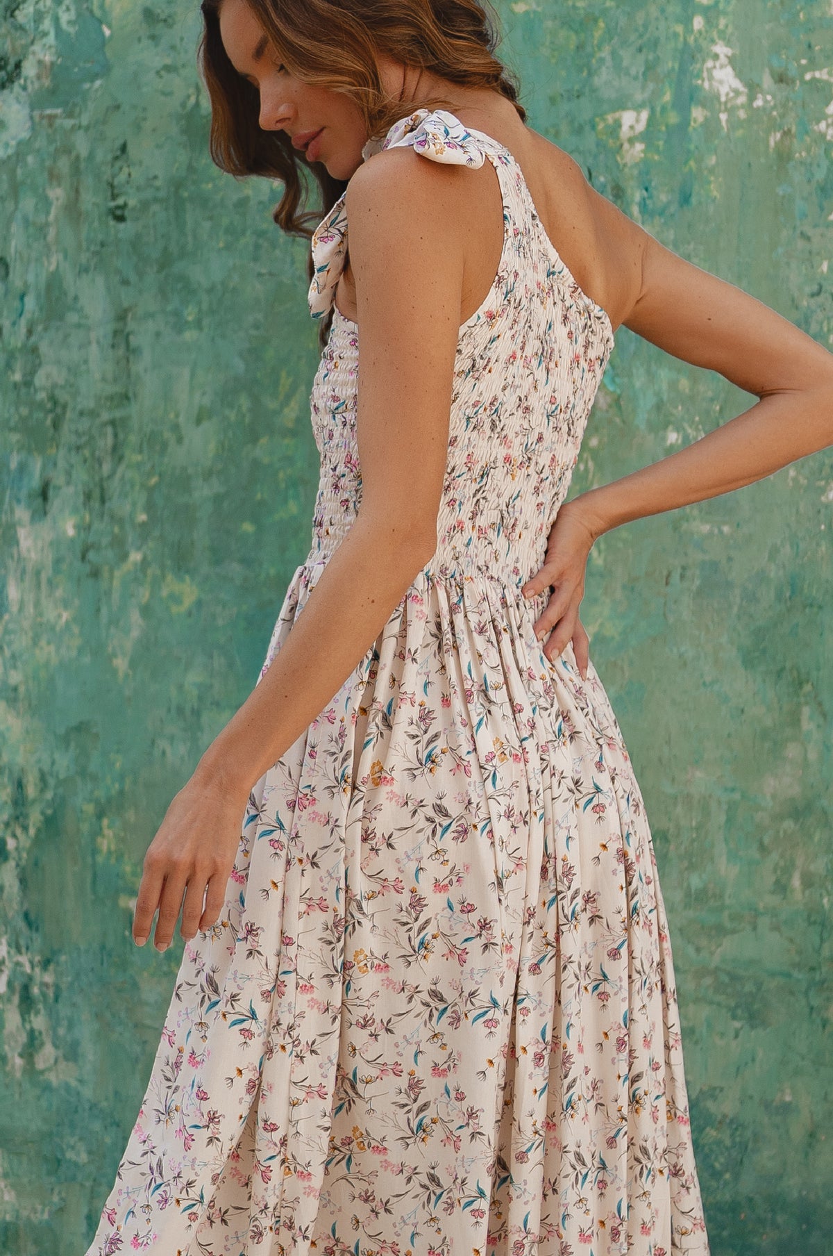 Sienna One-Shoulder Shirred Dress (Sale)