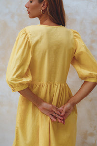 Beatrice Puff Sleeve Linen Mini Dress (Sale)