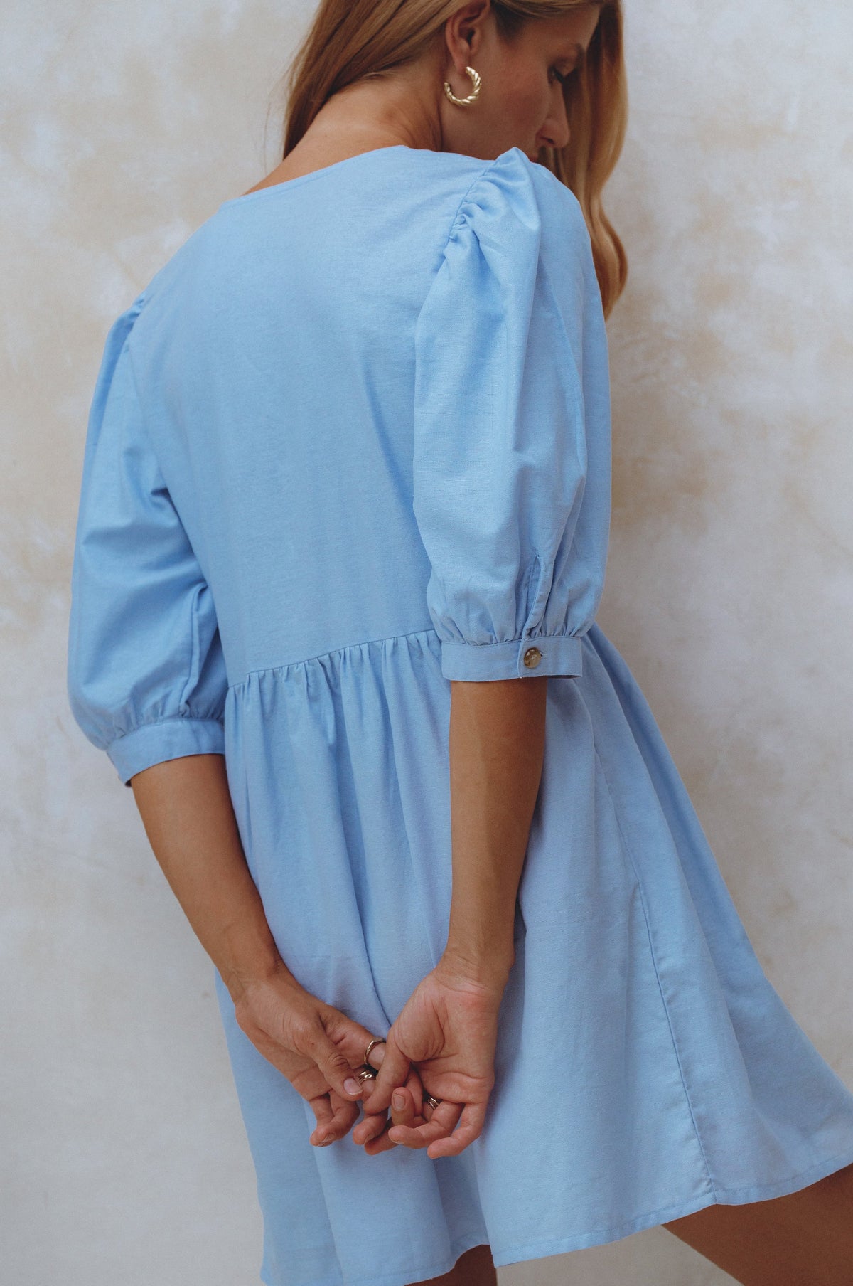 Beatrice Puff Sleeve Linen Mini Dress (Sale)