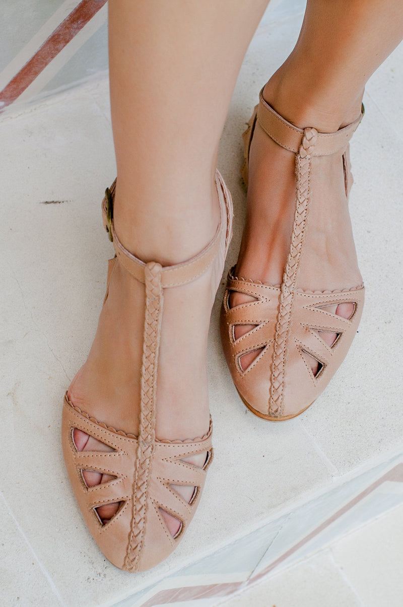 Bounty T strap Leather Sandals. ELF