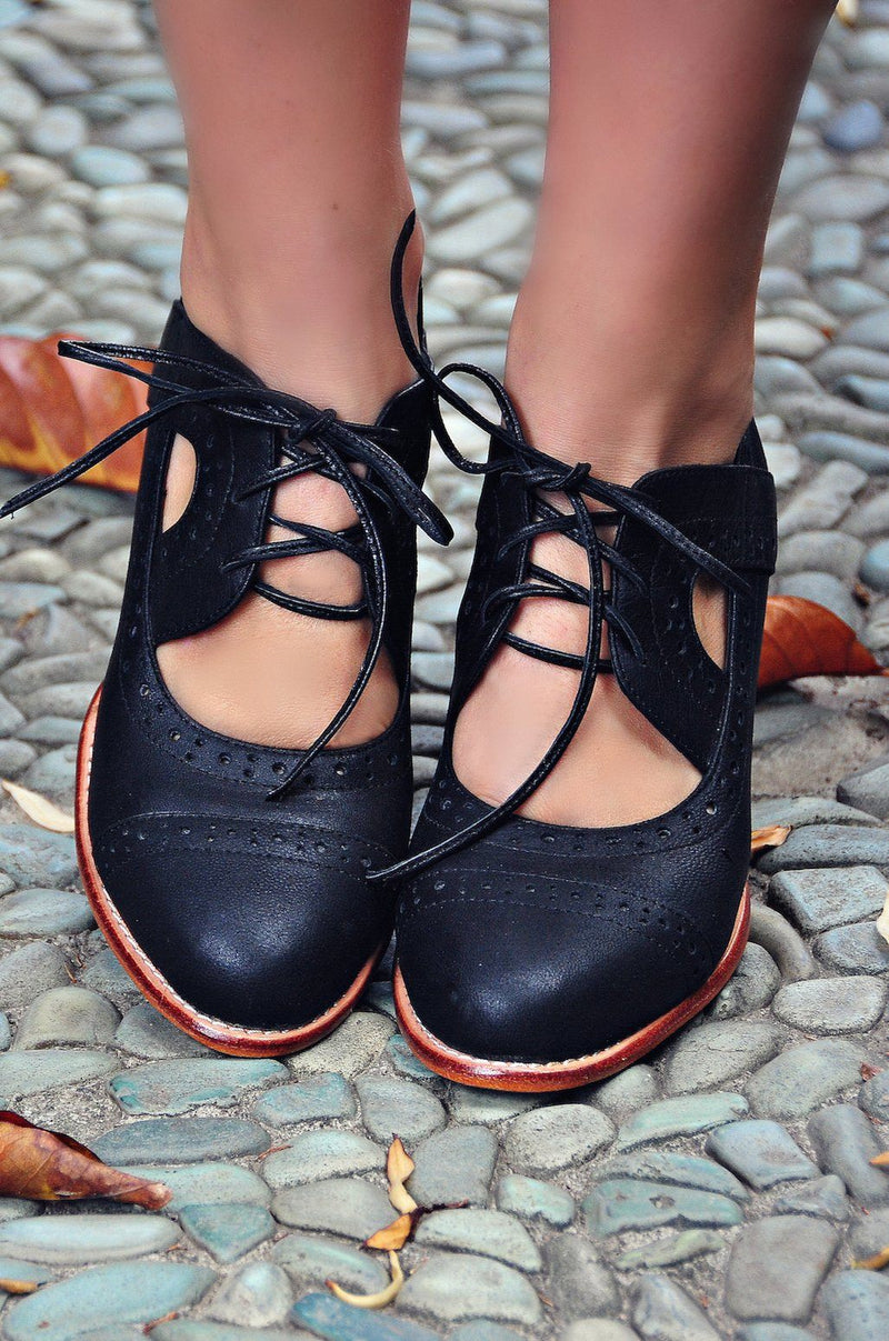 Leather Shoes - Stockholm Oxford Wedges