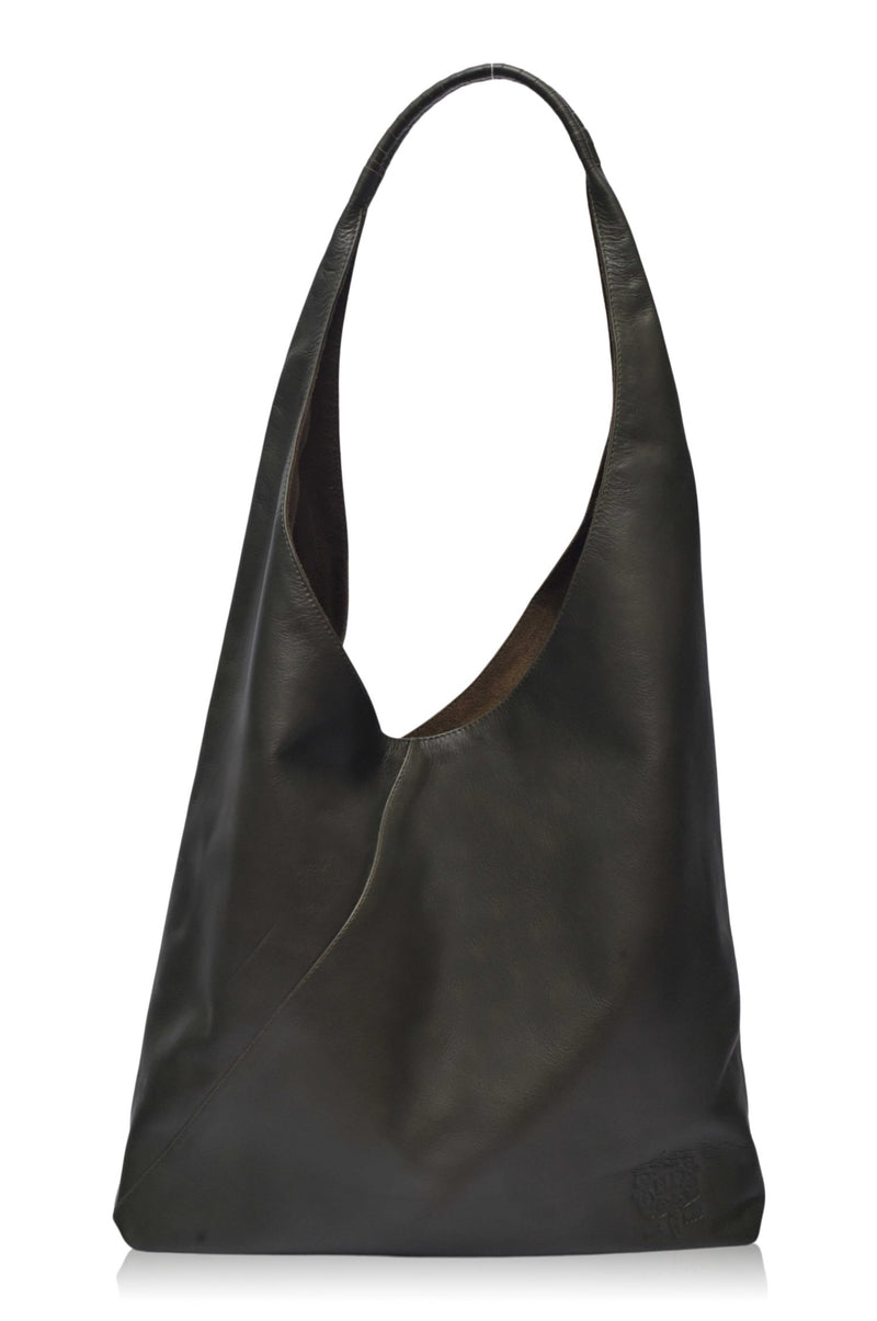 Large Black Leather Hobo Bag - Slouchy Shoulder Purse