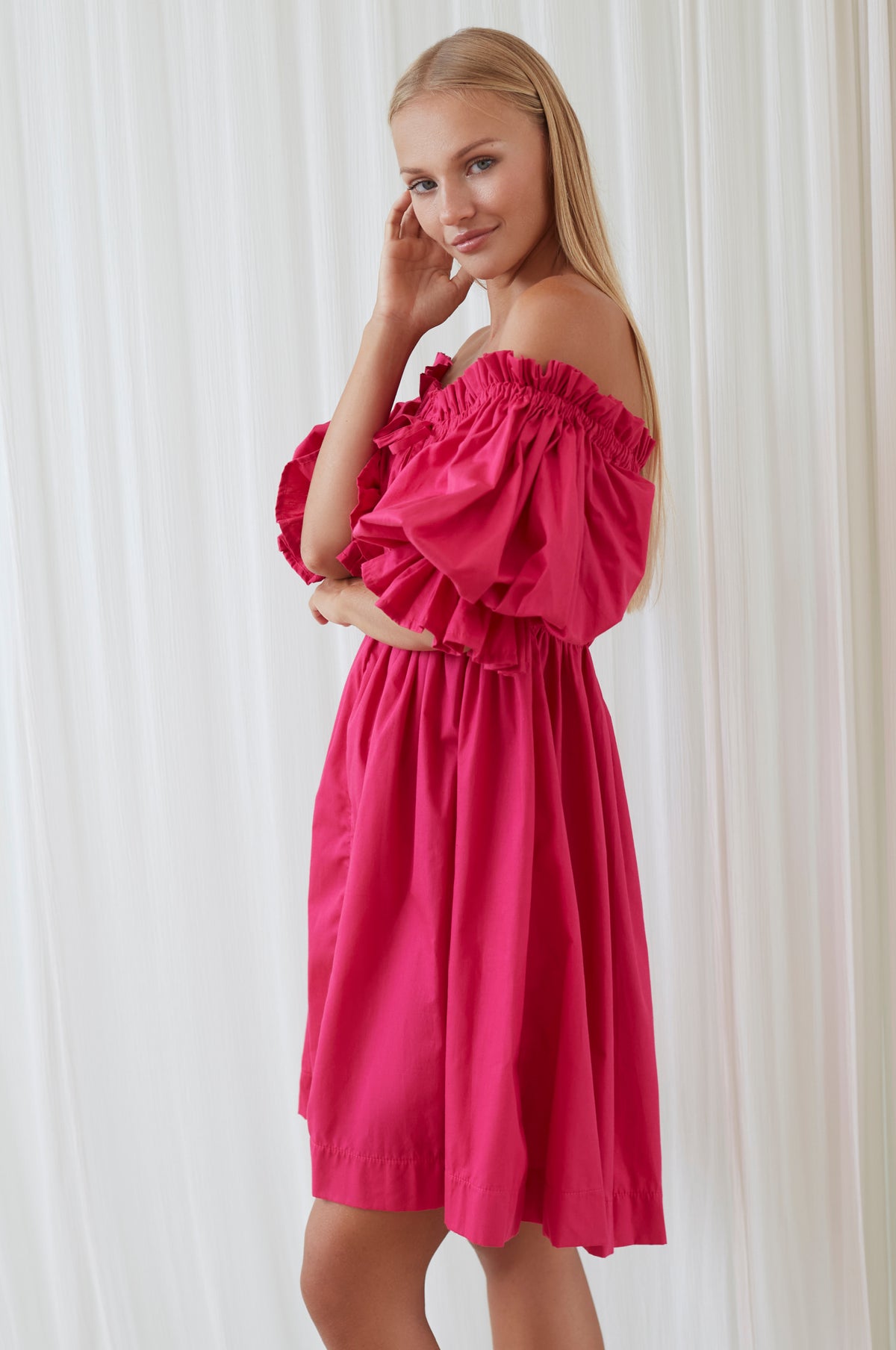 Vacay Off Shoulder Cotton Mini Dress (Sale)