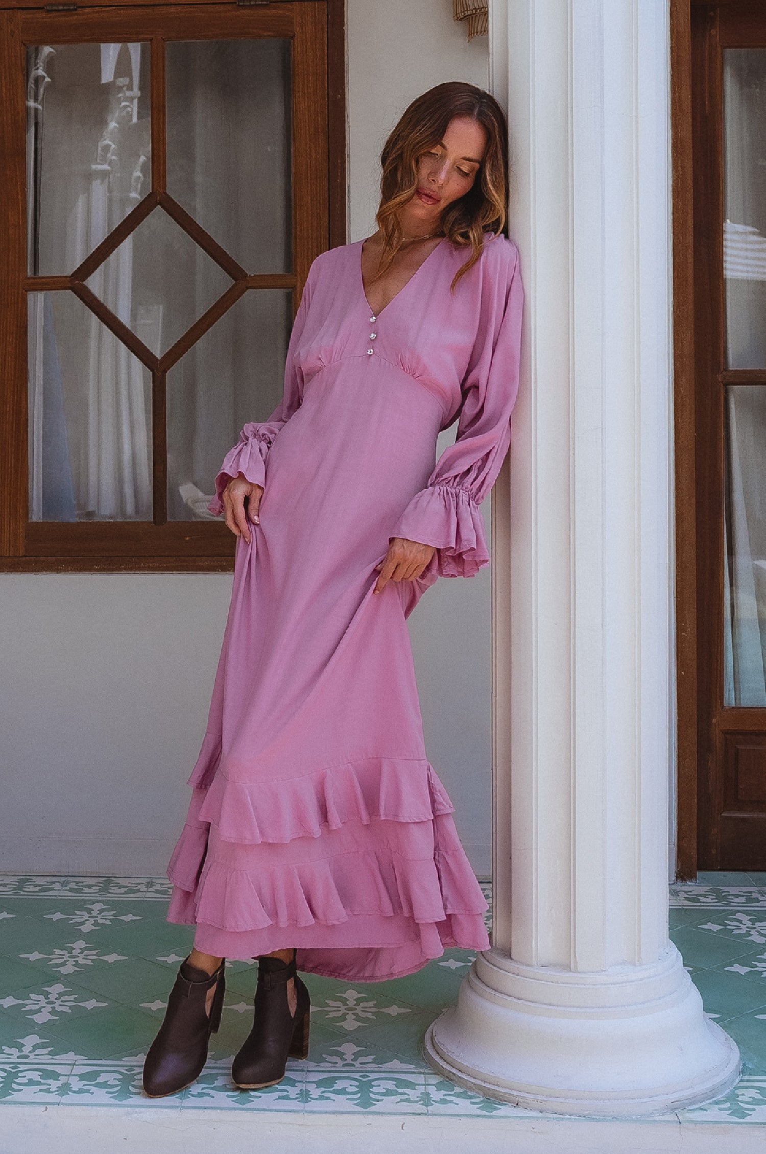 Ava. Long Sleeve Ruffle Maxi Dress – ELF