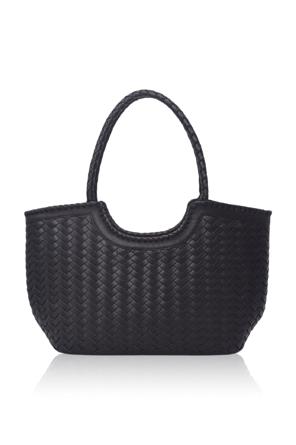 Black woven handbag handmade handcrafted 
