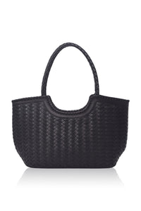 Black woven handbag handmade handcrafted 