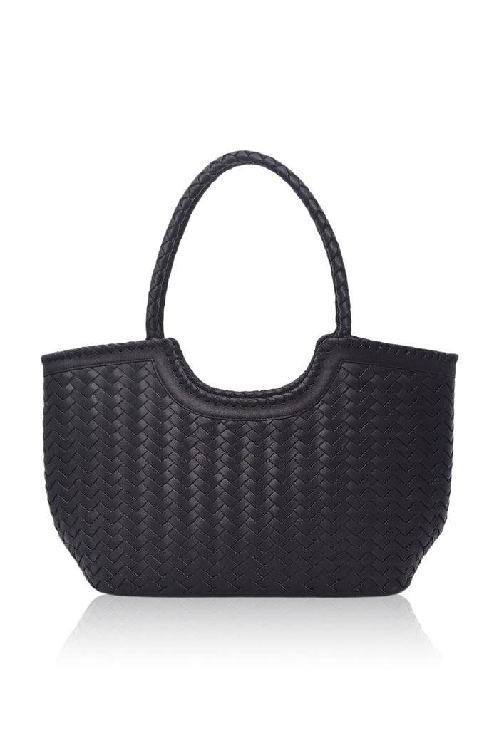 Black woven handbag handmade handcrafted 