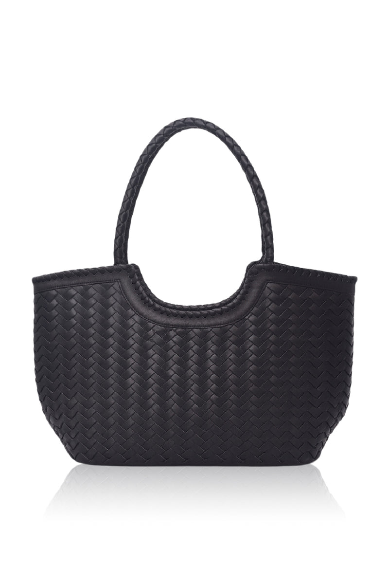 Black woven handbag handmade handcrafted 