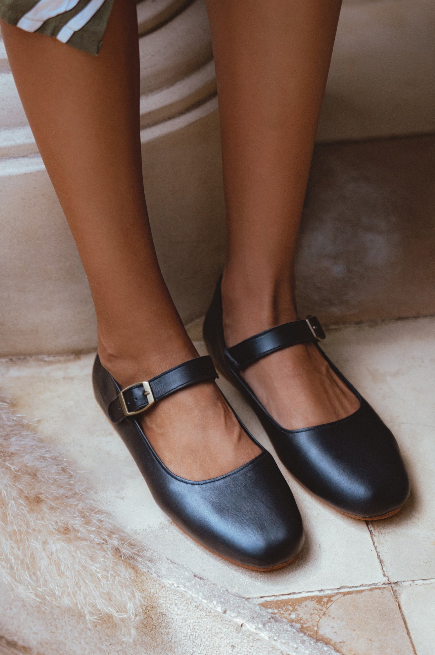 Belle Rose Mary Jane Leather Ballet Flats | Bali ELF