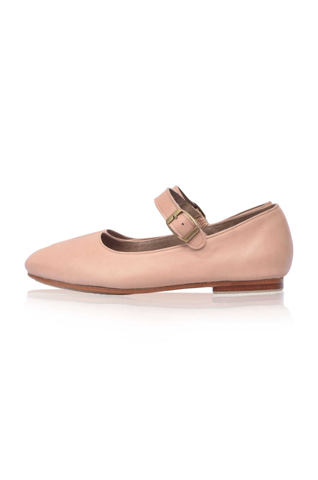 Belle Rose Round Toe Leather Flats