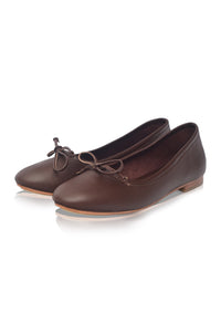 Pair of brown leather shoes on a white background