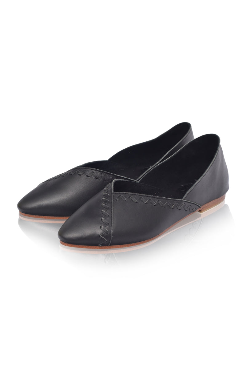 Elle Pointy Toe Leather Ballet Flats