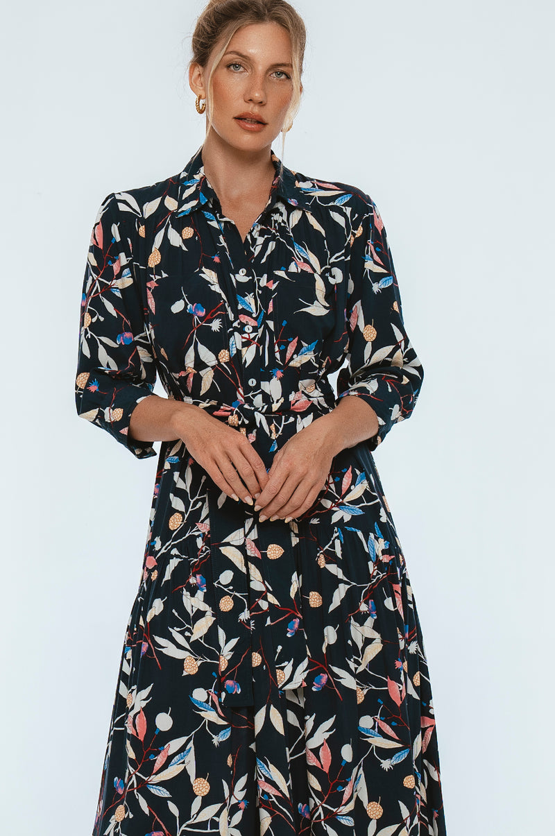 Evelina Long Sleeve Midi Dress