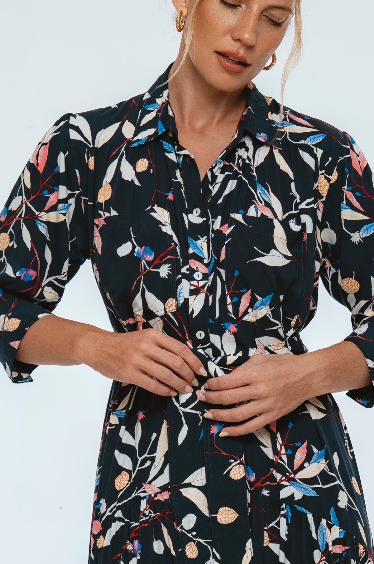 Evelina Long Sleeve Midi Dress