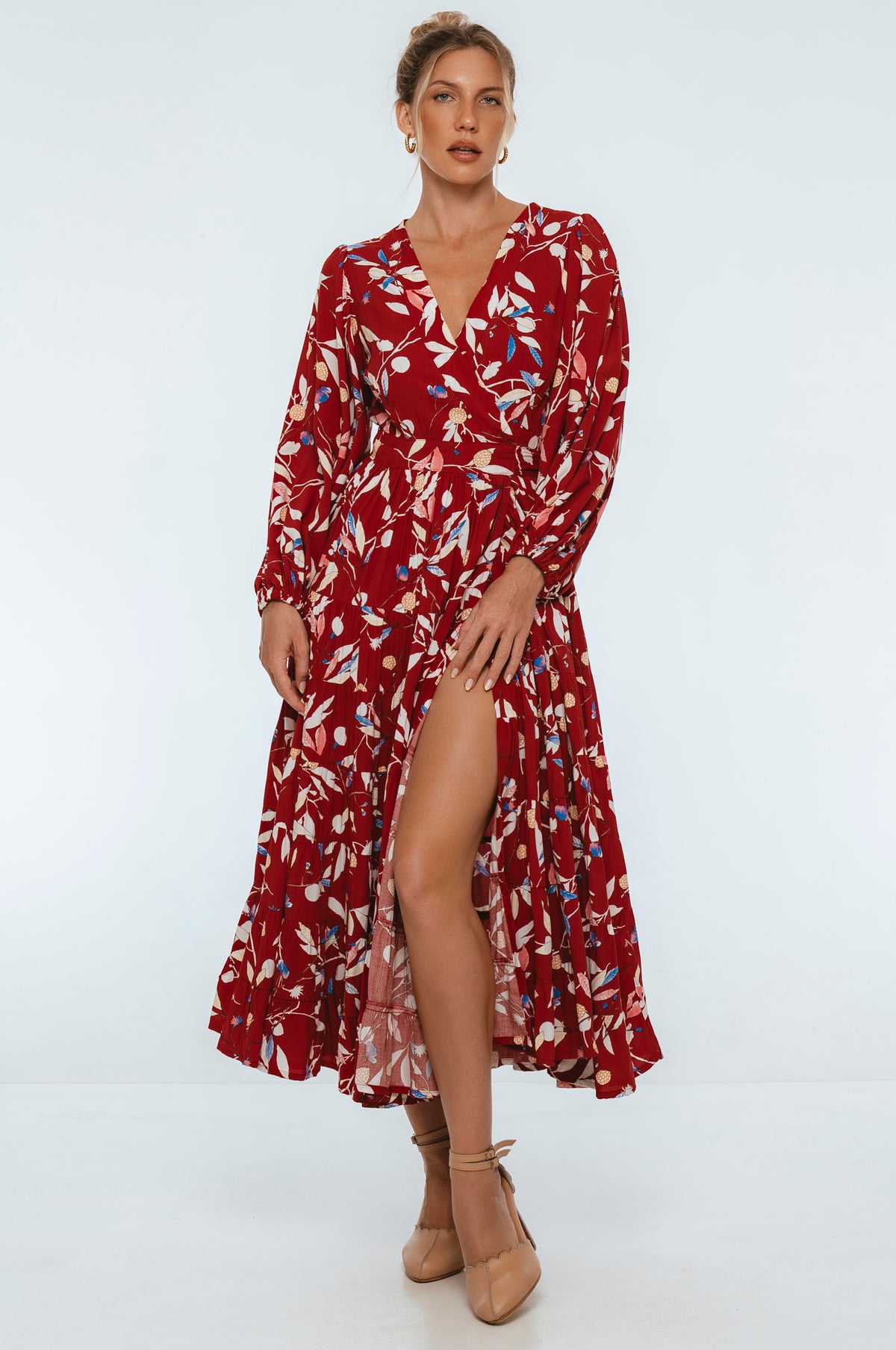 Flamenco Boho Wrap Maxi Dress