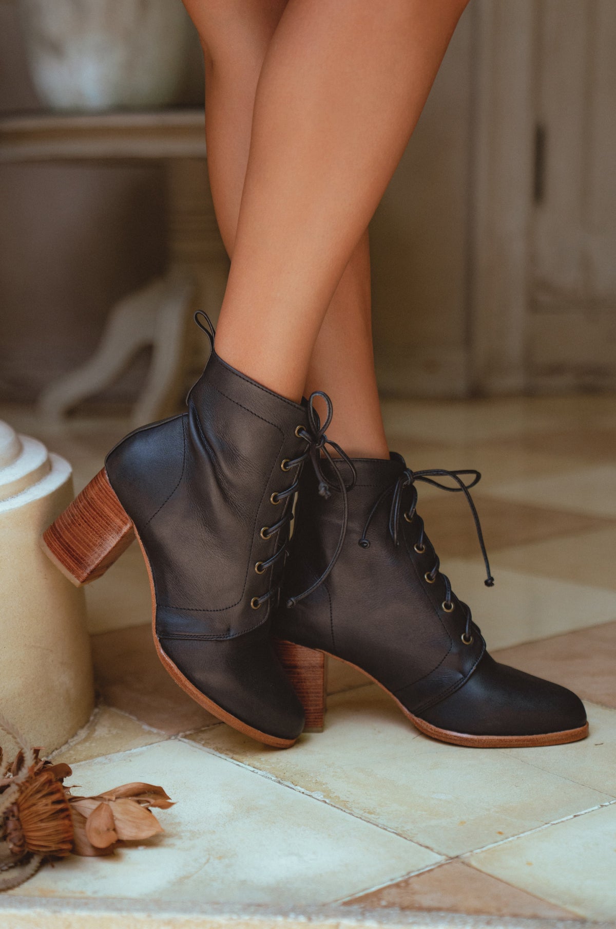 Giselle Leather Heel Booties (Sz. 8)