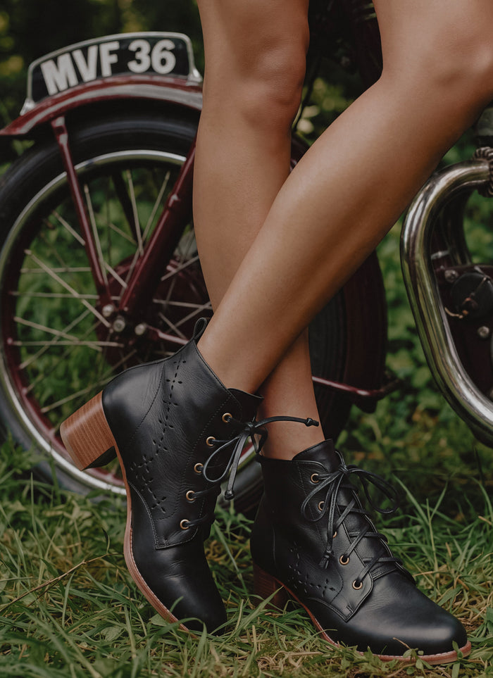 La Boheme Lace-Up Leather Booties
