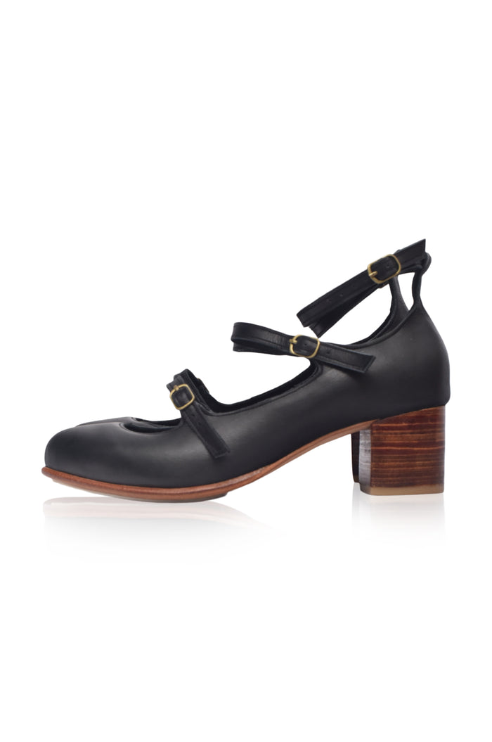 Jardin Block Heel Leather Pumps (Sz. 9)