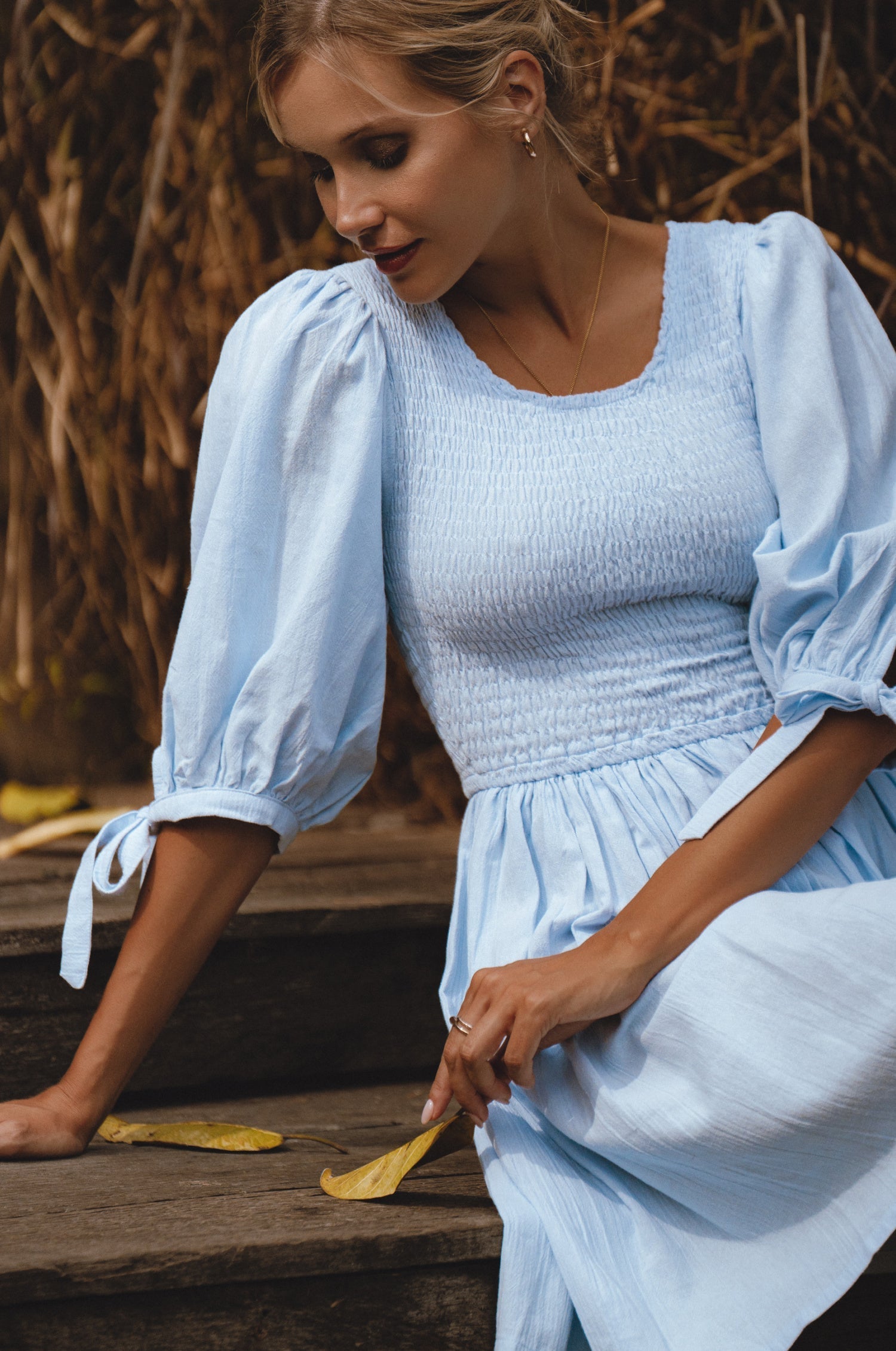 Jolie Puff Sleeve Linen Mini Dress | Bali ELF