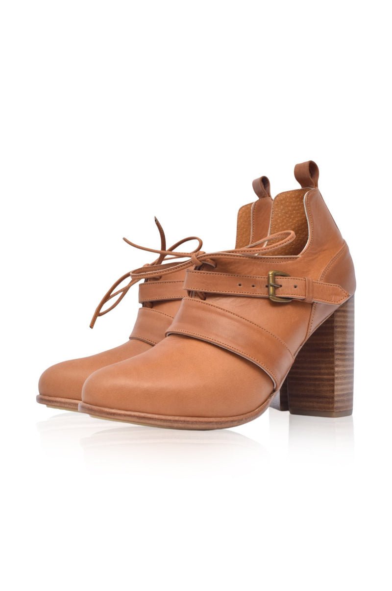Josephine Lace up Leather Heels (Sz. 5 & 7)