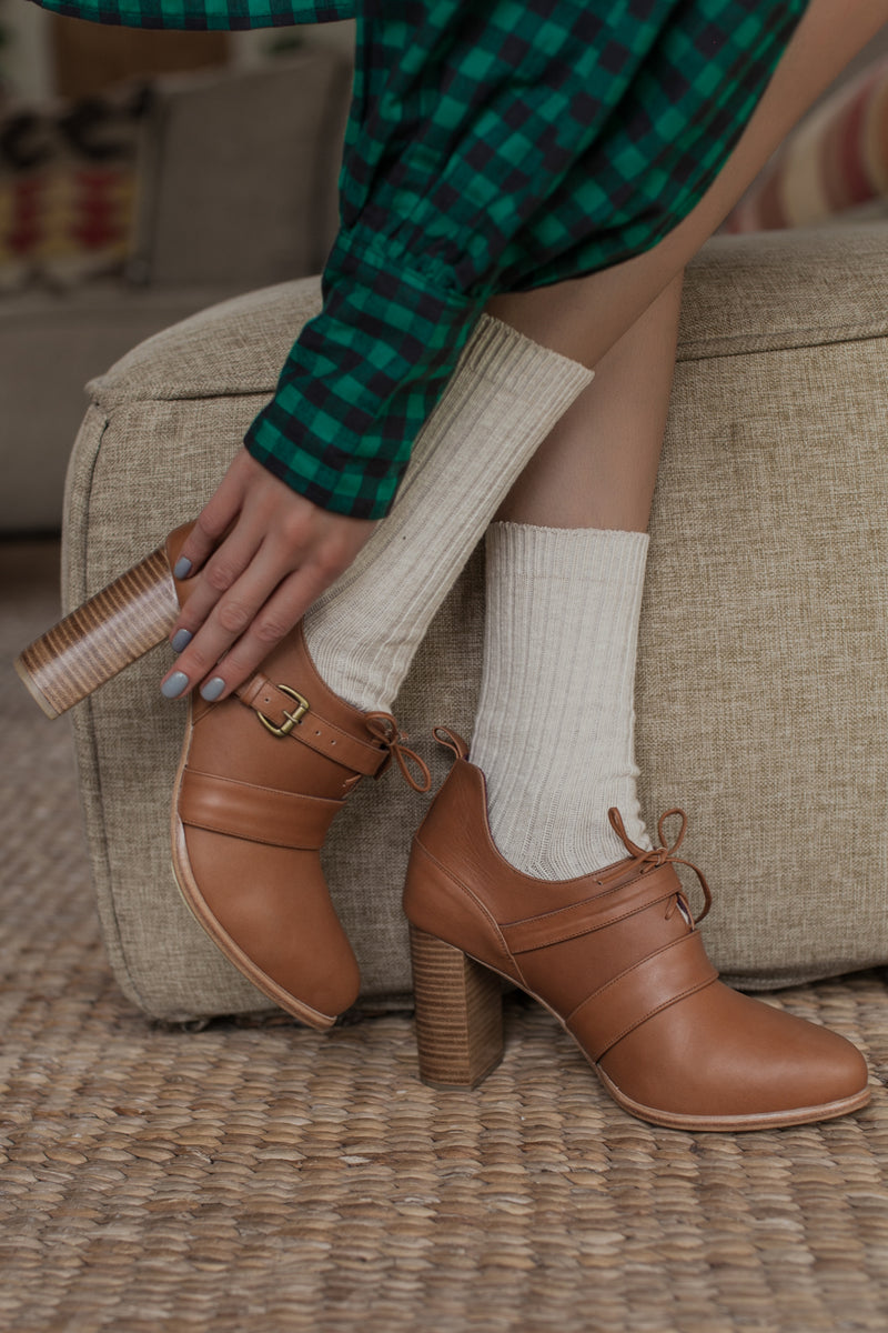 Josephine Lace up Leather Heels (Sz. 5 & 7)