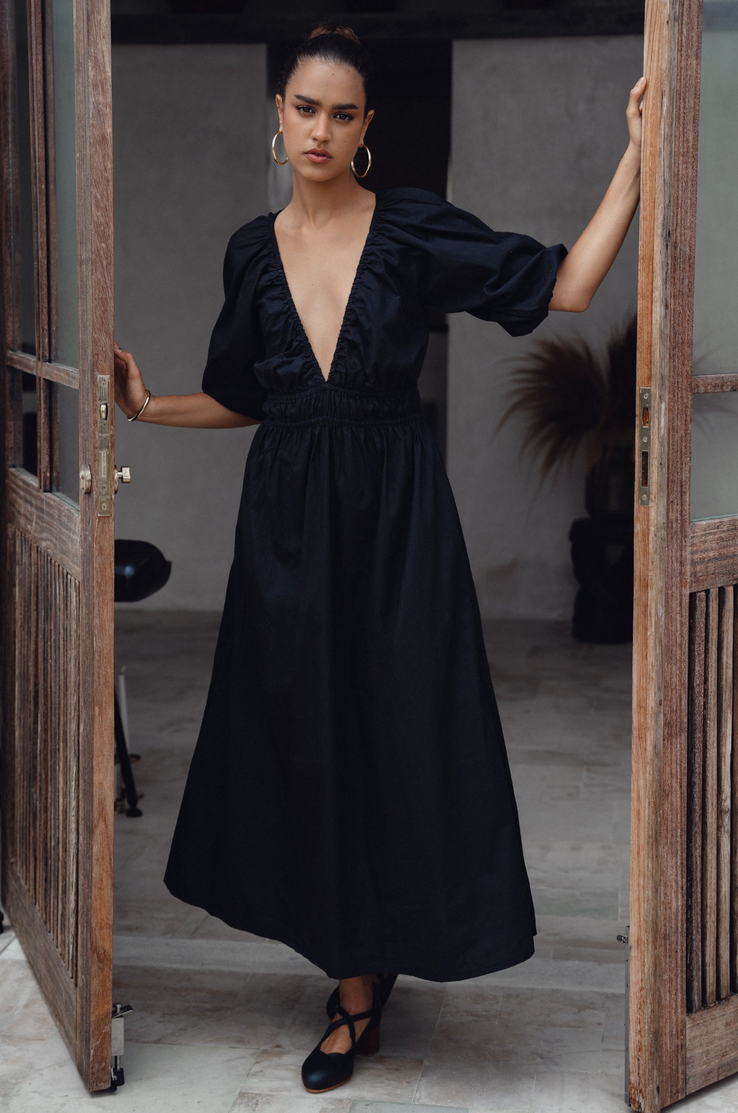 Kezas Shirred Cotton Maxi Dress | Bali ELF