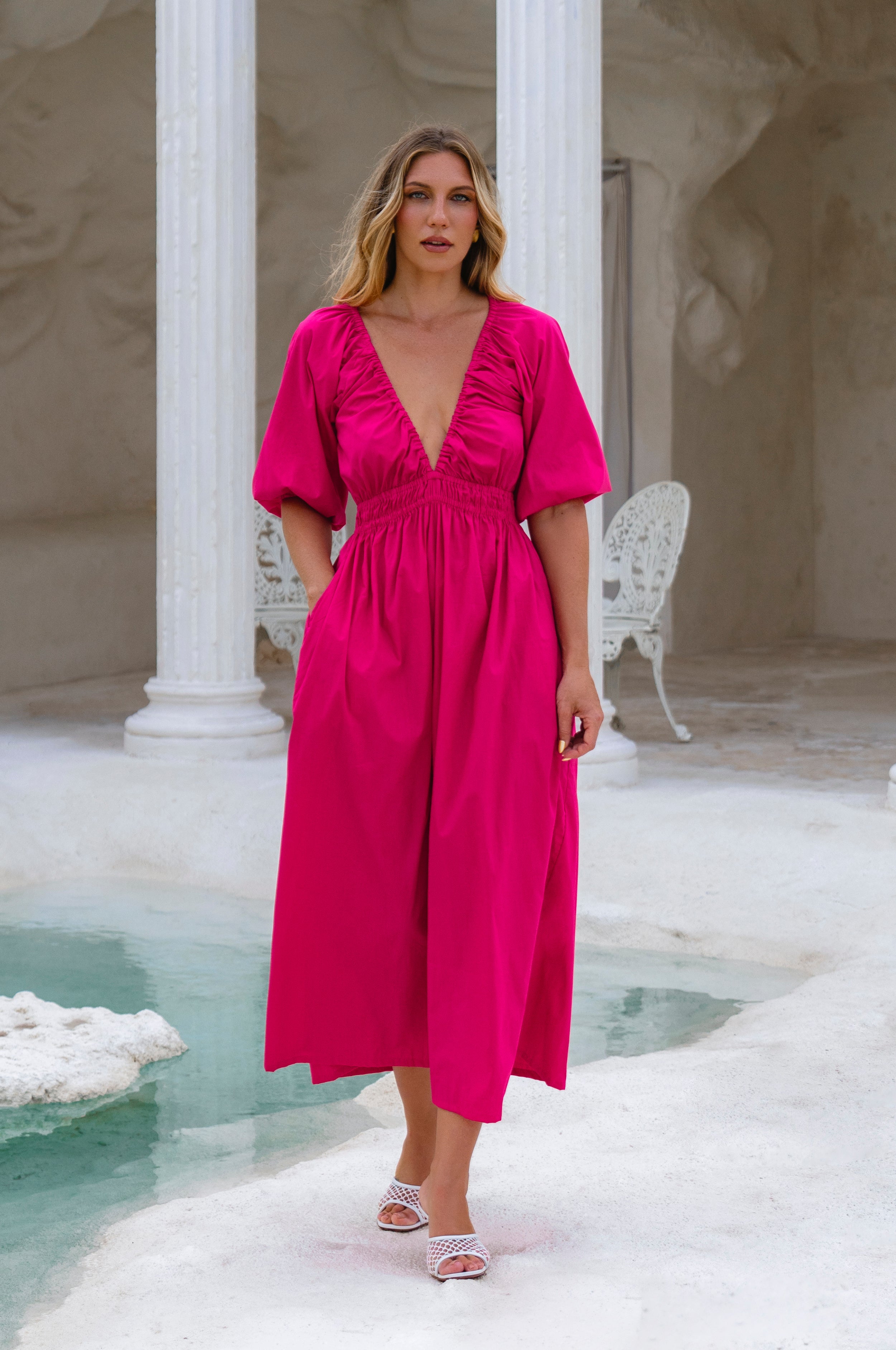 Kezas Shirred Cotton Maxi Dress | Bali ELF