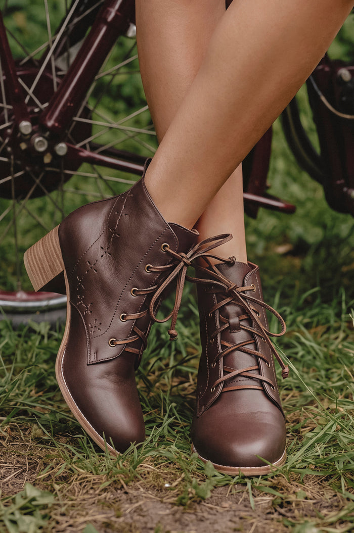 La Boheme Lace-Up Leather Booties