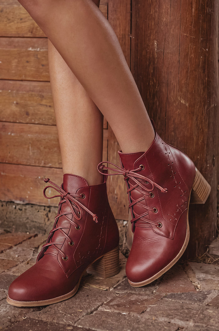 La Boheme Lace-Up Leather Booties