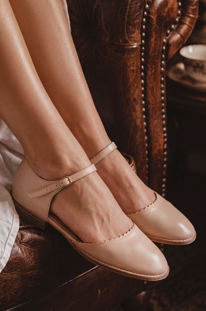 Laurel Scalloped D’Orsay Leather Flats