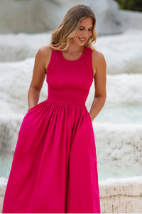 Lucciola Smocked Cotton Midi Dress