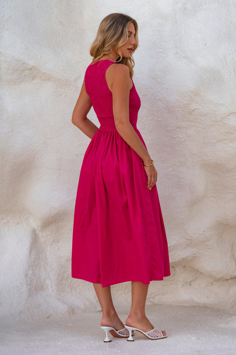 Lucciola Smocked Cotton Midi Dress