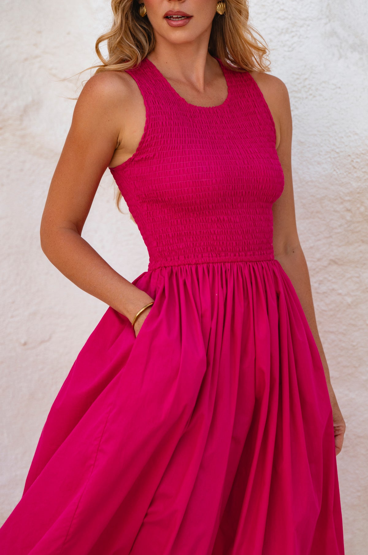 Lucciola Smocked Cotton Midi Dress