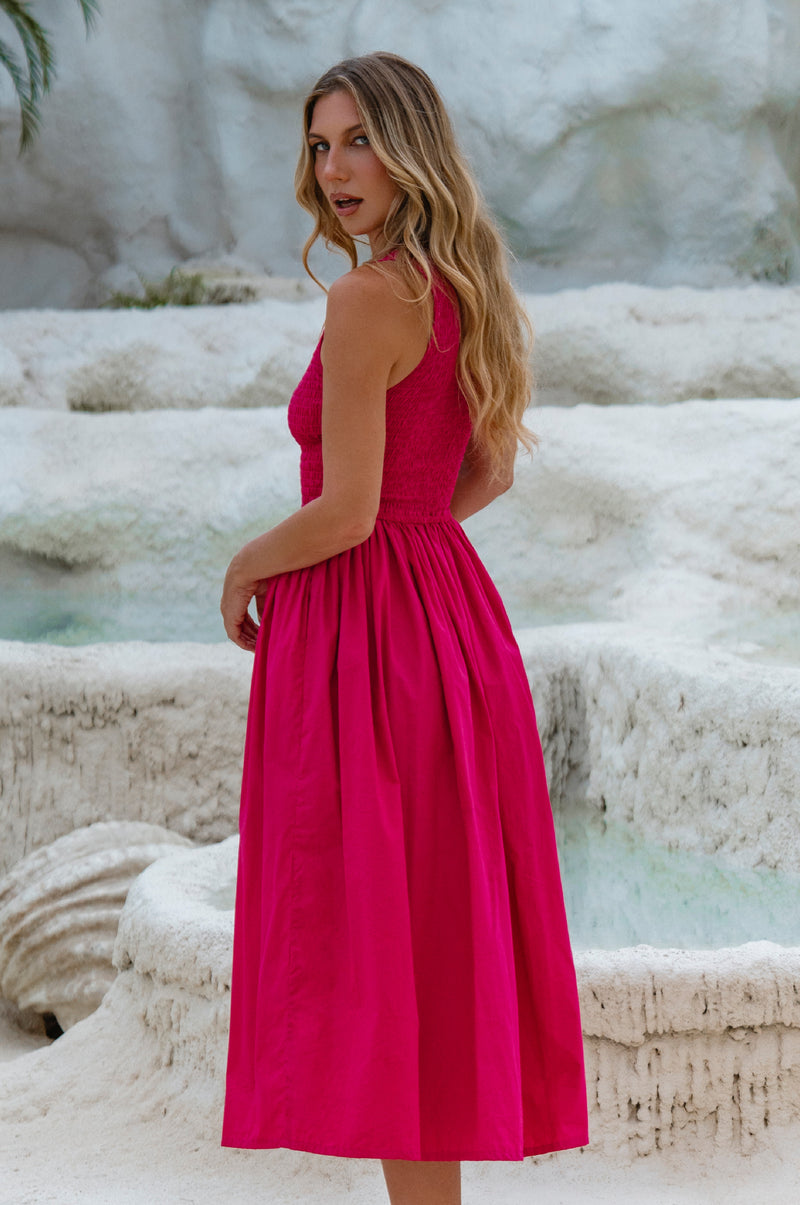 Lucciola Smocked Cotton Midi Dress