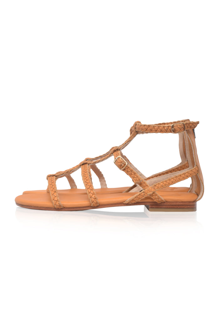 Gladiator leather sandals, side profile — handmade by Bali ELF