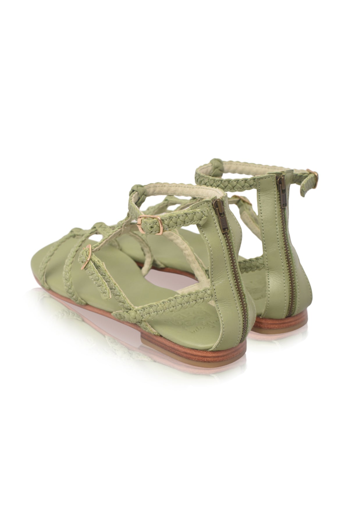 Gladiator leather sandals, side profile — handmade by Bali ELF
