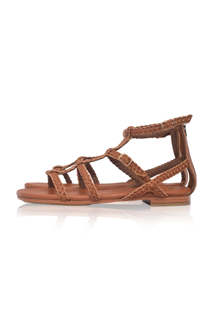 Gladiator leather sandals, lace-up strap detail — handmade by Bali ELF