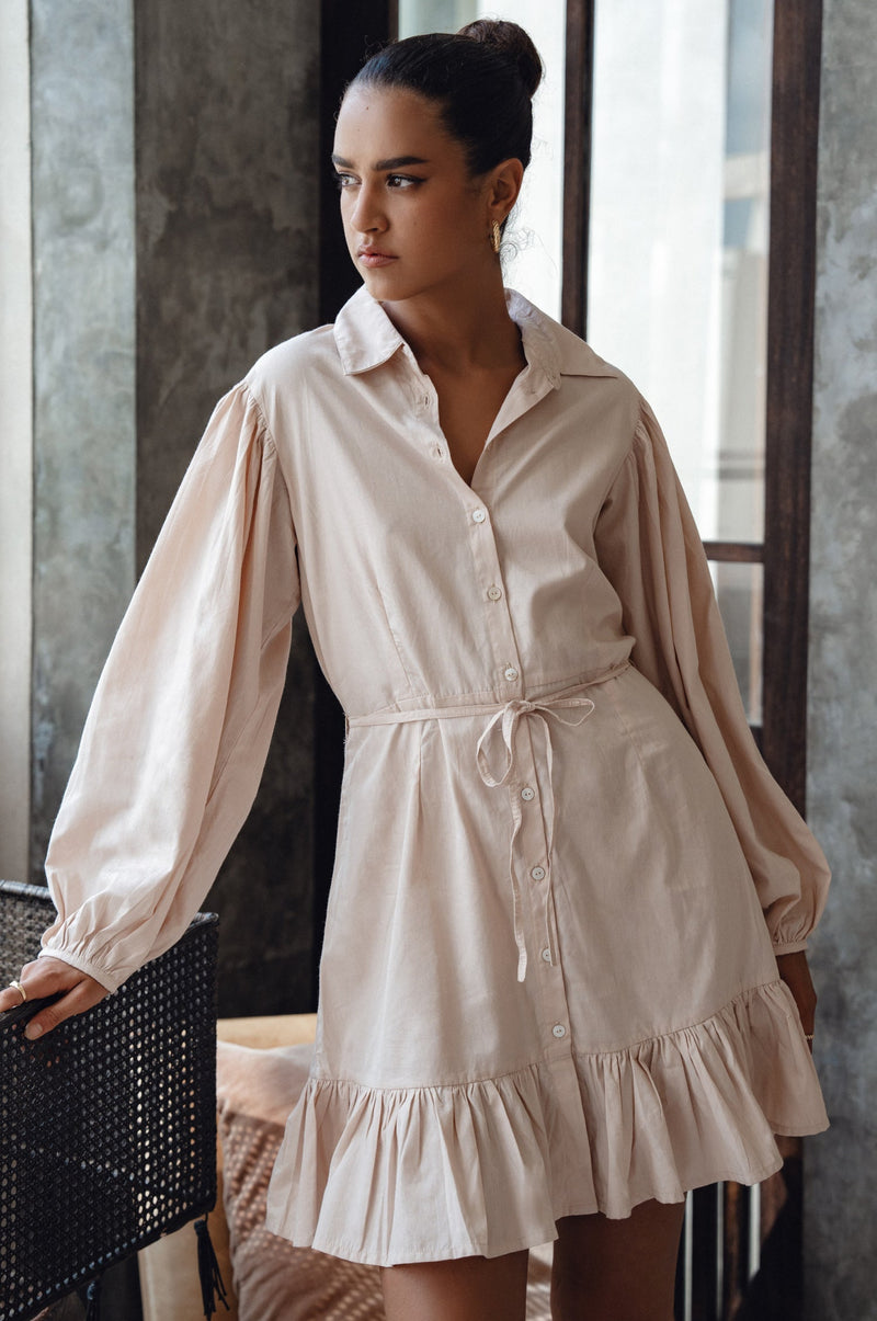 Malina Button Down Cotton Mini Dress