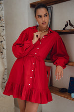 Malina Button Down Cotton Mini Dress