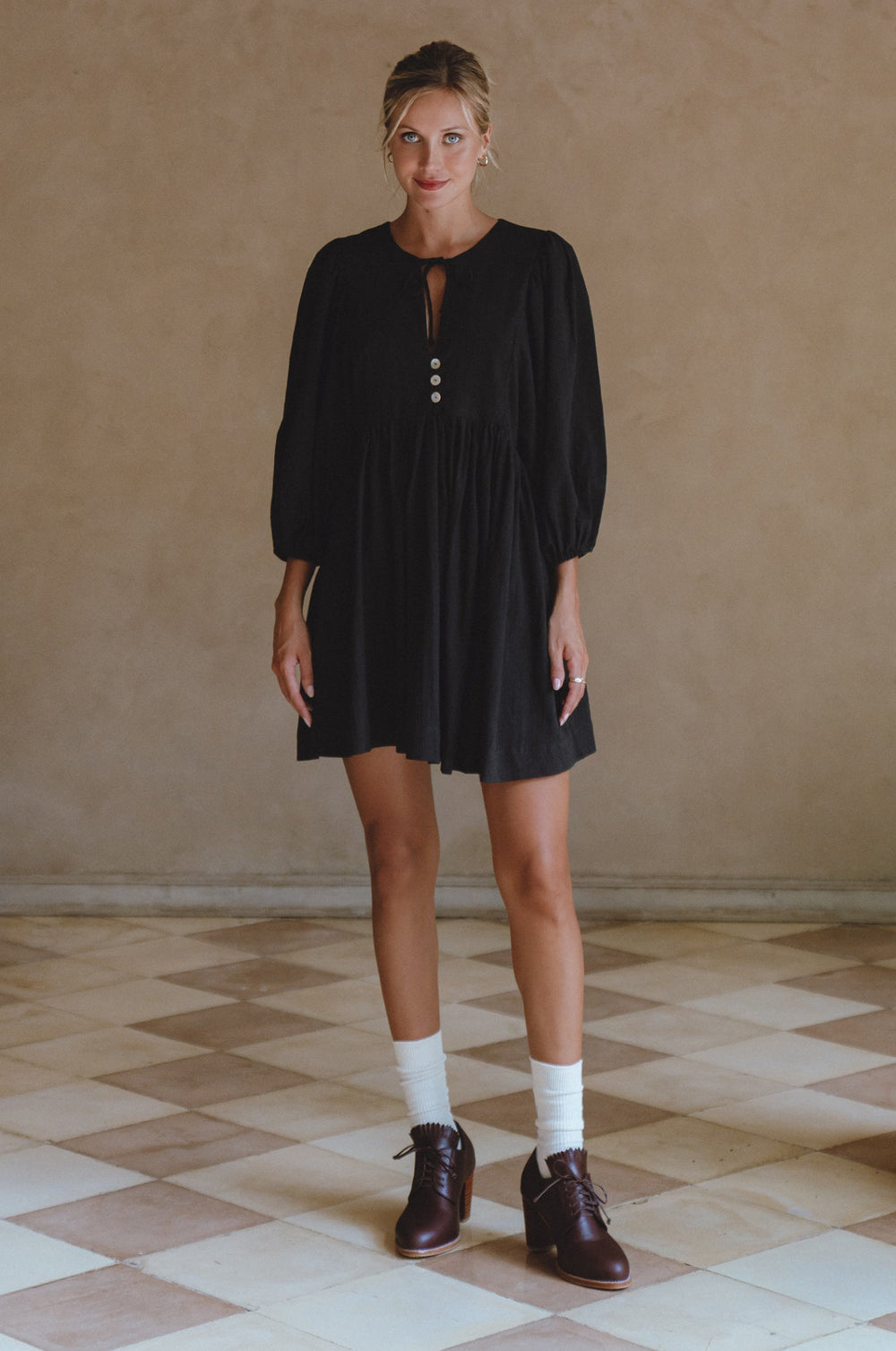 Maribelle Babydoll Linen Mini Dress | Bali ELF
