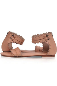 Brown scalloped leather sandals, pair — handmade by Bali ELF