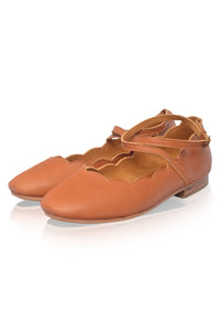 Pair of brown leather shoes on a white background