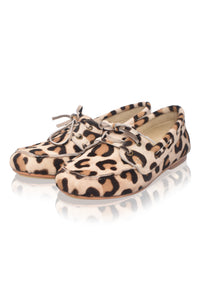 Leopard print shoes on a white background