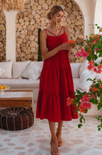 Rafaela Strappy Linen Midi Dress