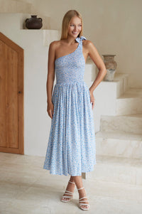 Sienna One-Shoulder Shirred Dress (Sale)