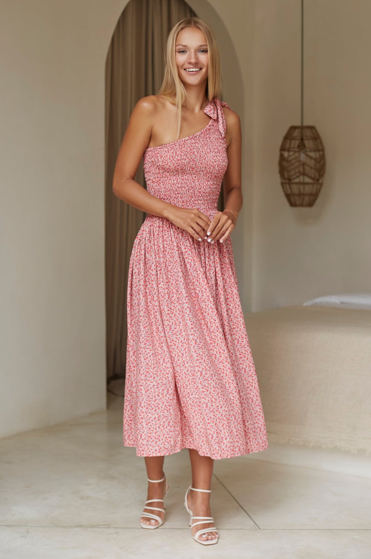 Sienna One-Shoulder Shirred Dress (Sale)