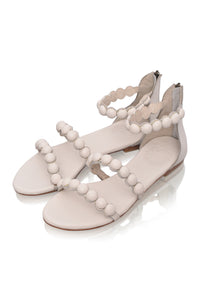White leather sandals, open-toe design — handmade by Bali ELF